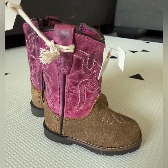 Shyanne|NWT,Brown & pink toddler leather boots, ,cowgirl western style•••!Size 3 - Picture 13 of 13